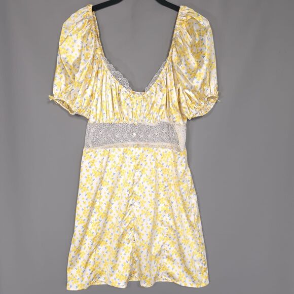 For Love and Lemons Daffodil Victoria’s Secret Mini Dress MEDIUM Yellow‎ Floral - Picture 4 of 16